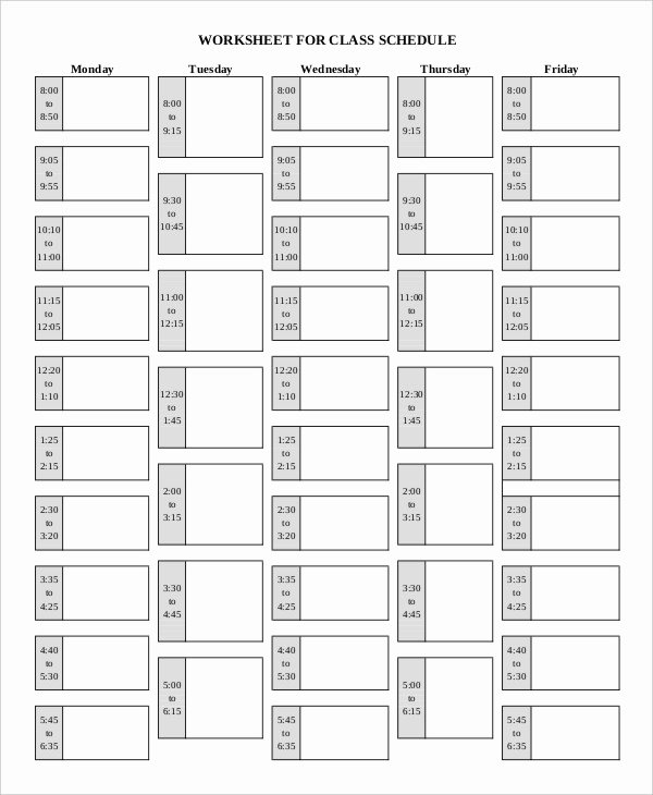 High School Schedule Template Lovely Blank School Schedule Template 8 Free Pdf Word format