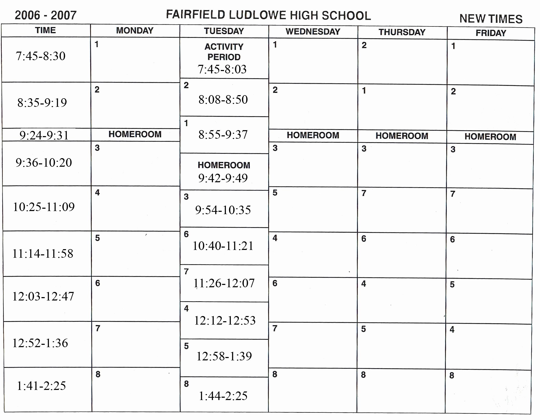 High School Schedule Template Lovely File Flhs School Schedule