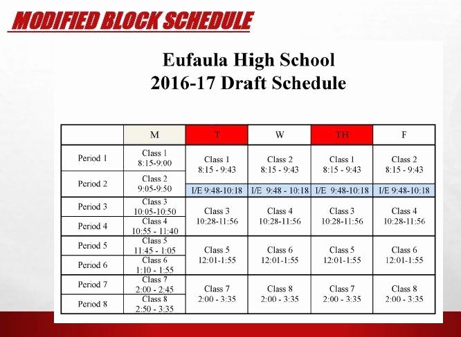 High School Schedule Template New Eufaula High School Administrators Push for Modified Block