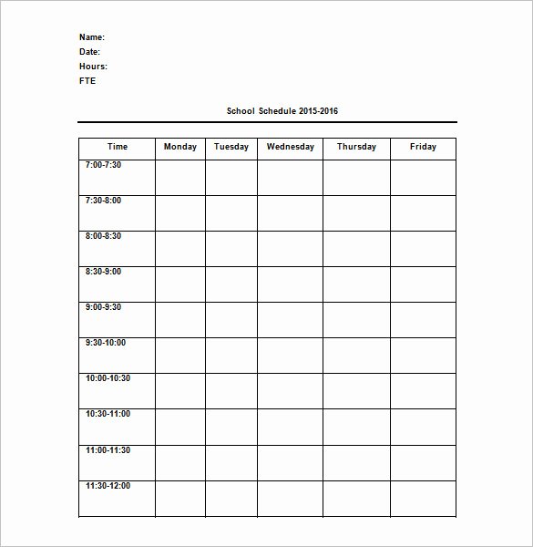 High School Schedule Template Unique 11 Teacher Schedule Templates Docs Excel Pdf