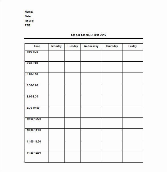 High School Schedule Template Unique 11 Teacher Schedule Templates Docs Excel Pdf