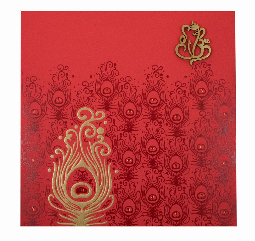 Hindu Wedding Invitation Template New Hindu Marriage Invitation Card In Red and Golden Peacock