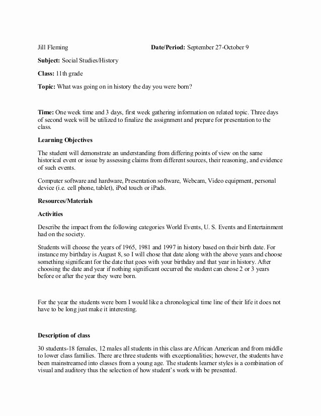 History Lesson Plan Template Beautiful Lesson Plan social Stu S History