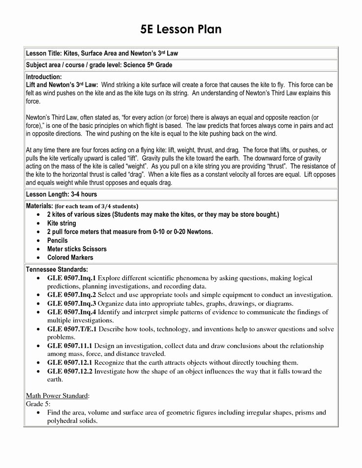 History Lesson Plan Template Elegant 5 E Lesson Plan Template