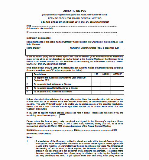 Hoa Proxy Vote form Template Beautiful 27 Of Template Ny Proxy Voting form