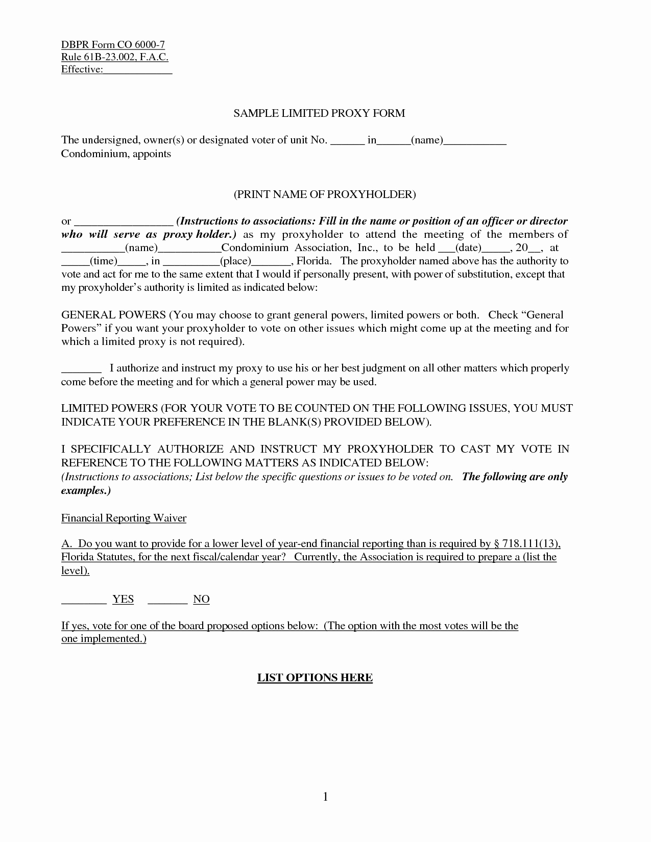 hoa proxy form template