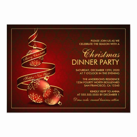 Holiday Dinner Invitation Template Awesome Elegant Christmas Dinner Party Invitation Template