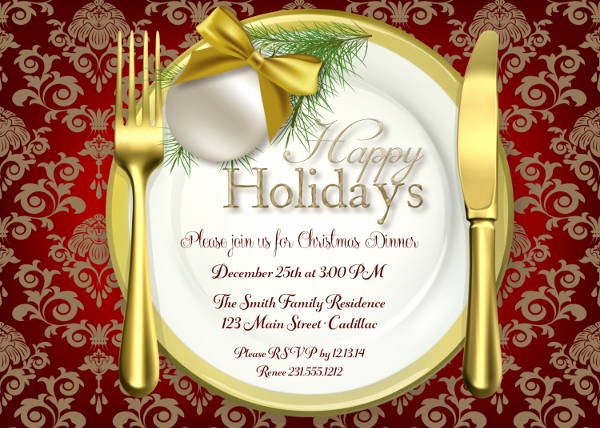 Holiday Dinner Invitation Template Beautiful 8 Holiday Dinner Invitations Jpg Vector Eps Ai