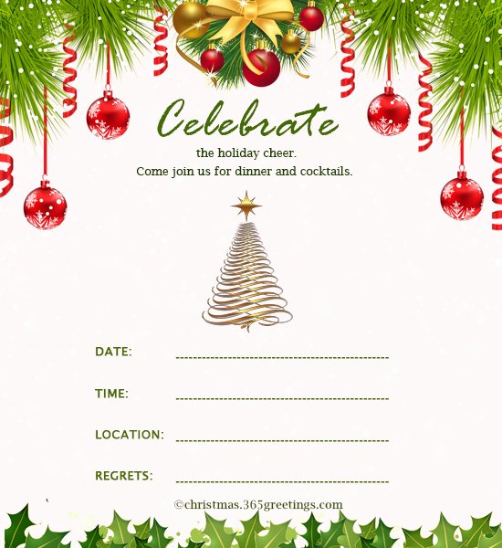 Holiday Dinner Invitation Template Lovely Christmas Invitation Template and Wording Ideas