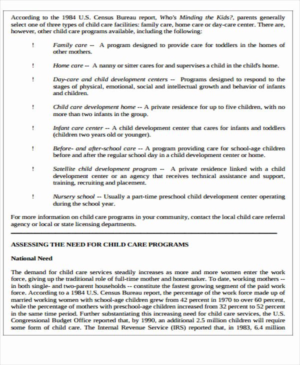 Home Daycare Business Plan Template Inspirational Child Care Centers for Sale Business
