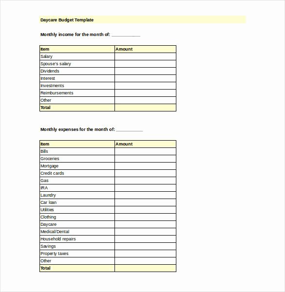 Home Daycare Business Plan Template New Daycare Bud Template Basic Bud Template How to