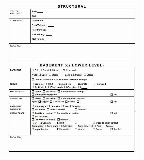 Home Inspection form Template Beautiful 12 Sample Home Inspection Reports Docs Word Pages