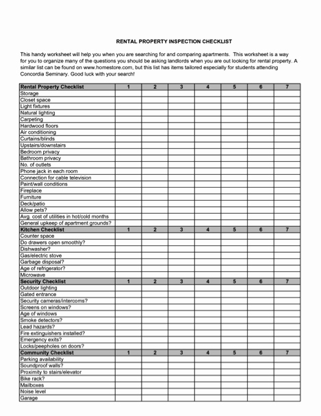 Home Inspection form Template Best Of Rental Inspection Checklist