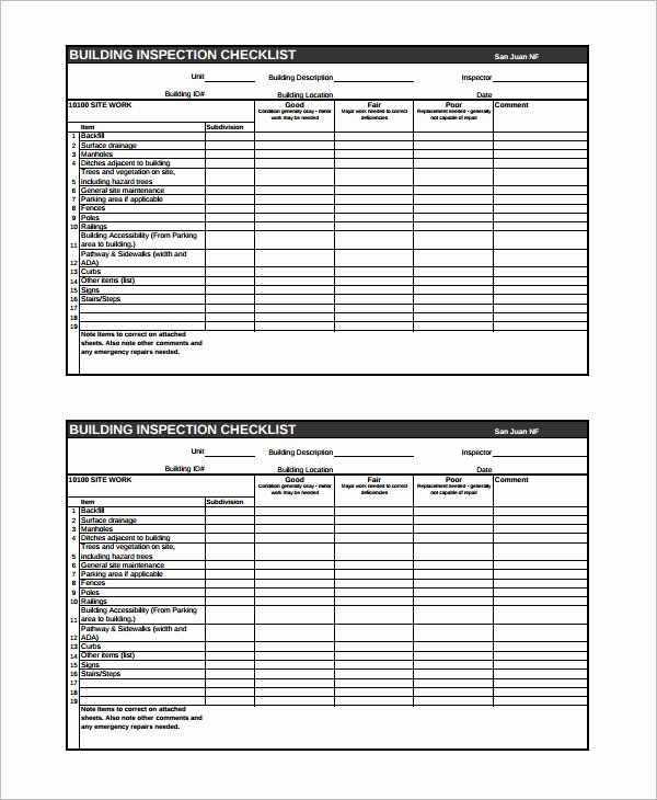 Home Inspection form Template Inspirational Easy to Use Inspection Checklist and form Samples Violeet