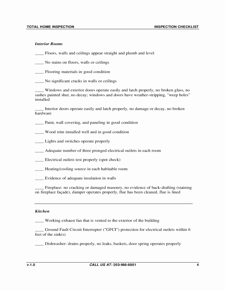 Home Inspection form Template Lovely total Home Inspection Checklist Template Free Download