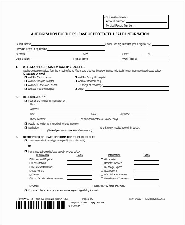 Hospital Discharge form Template Awesome Sample Medical Release form 9 Examples In Pdf