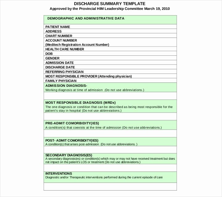 Hospital Discharge form Template Lovely 9 Discharge Summary Templates Pdf Doc