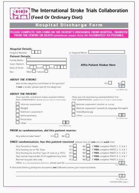 Hospital Discharge form Template New top 40 Trust Printable Fake Hospital Discharge Papers
