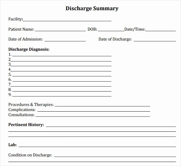Hospital Release form Template Elegant Sample Discharge Summary 13 Documents In Word Pdf