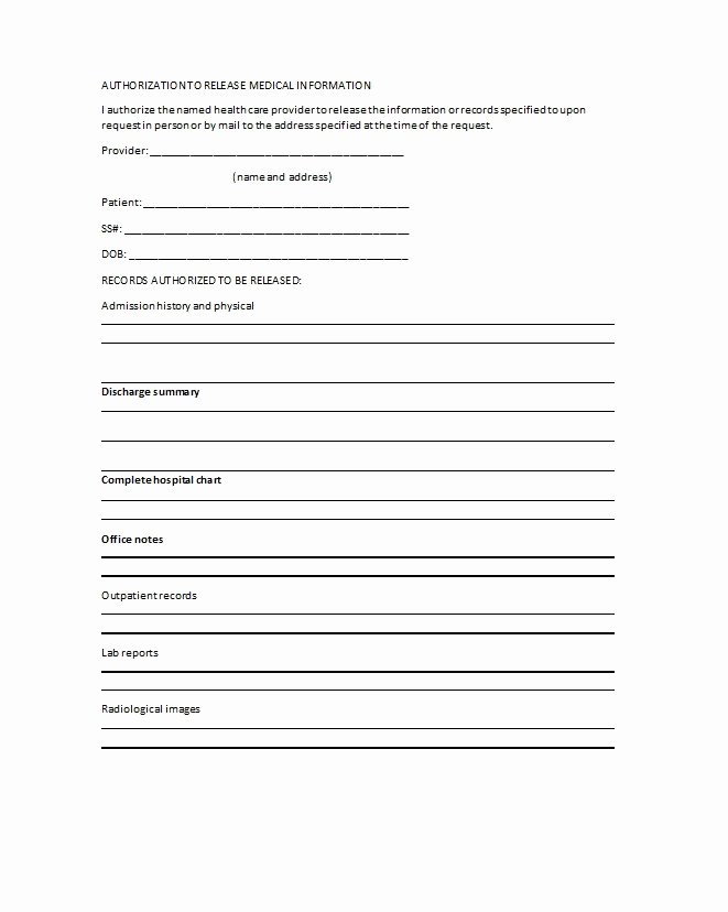 Hospital Release form Template Inspirational 30 Medical Release form Templates Template Lab