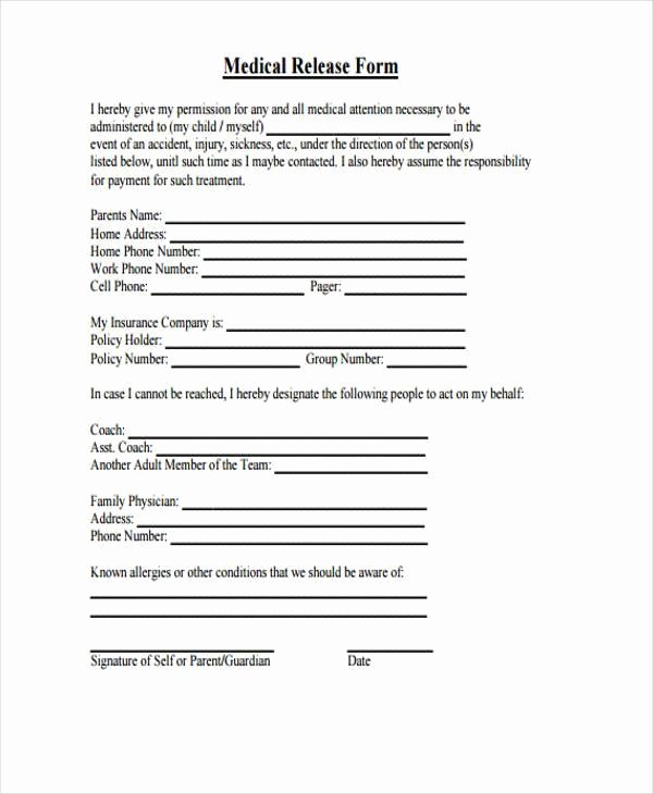 Hospital Release form Template New Free 9 Hospital Release form Samples In Sample Example
