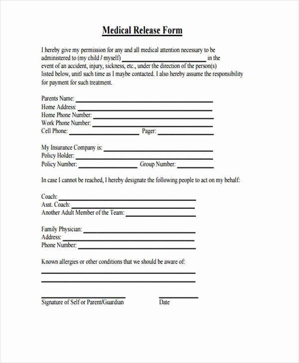 Hospital Release form Template New Free 9 Hospital Release form Samples In Sample Example