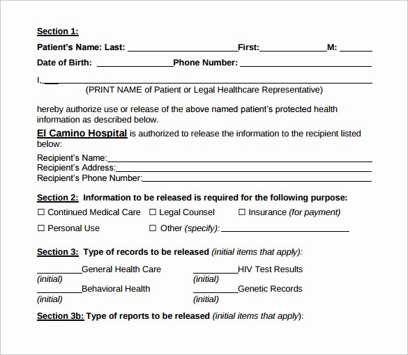 Hospital Release form Template New Sample Hospital Release form 11 Download Free Documents