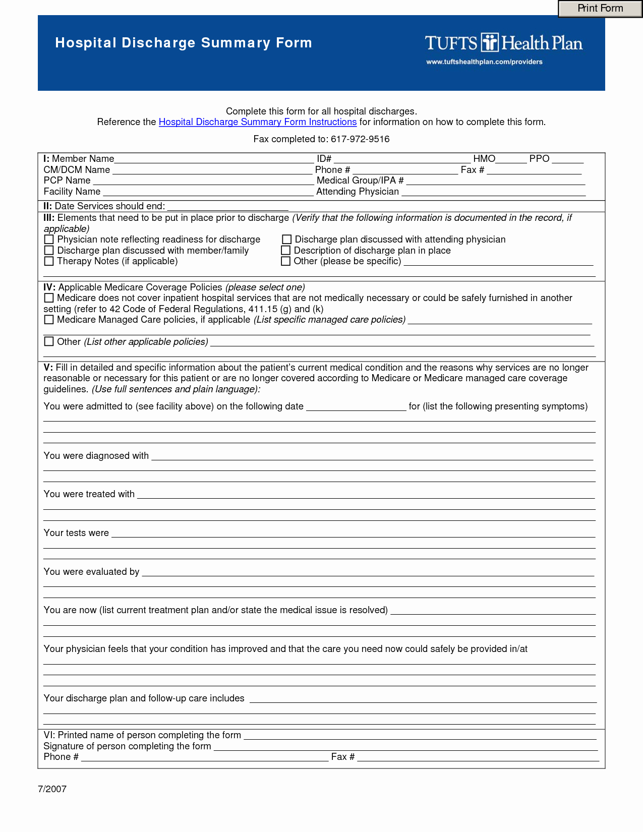Hospital Release form Template Unique Sample Hospital Discharge forms