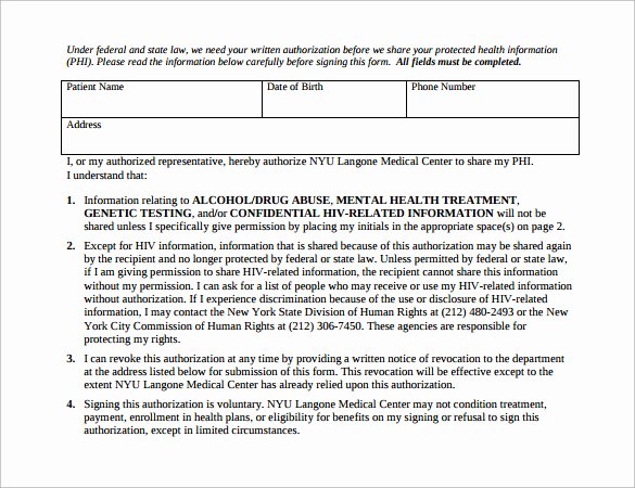 Hospital Release form Template Unique Sample Hospital Release form 11 Download Free Documents