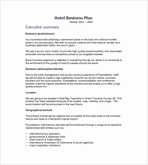 Hotel Marketing Plan Template Lovely Business Plan Template 74 Free Word Excel Pdf Psd