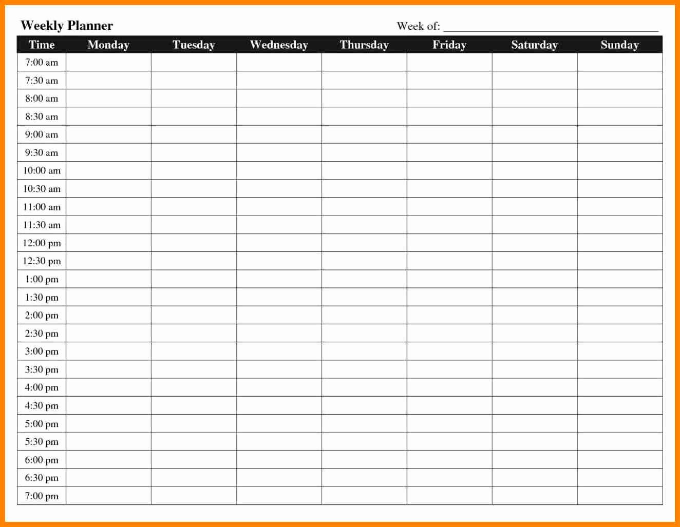 Hour by Hour Schedule Template Awesome Free 5 Daily Weekly Hourly Schedule Template Printable