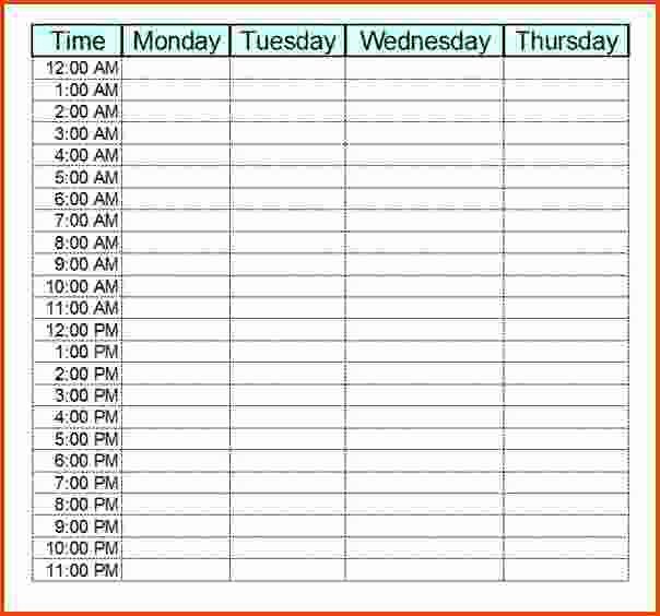 3 hourly schedule template