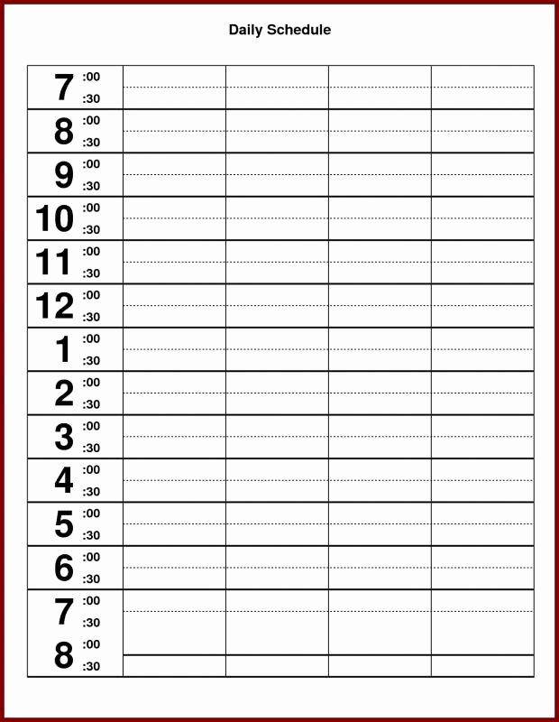 Hour by Hour Schedule Template Best Of Hourly Calendar Template