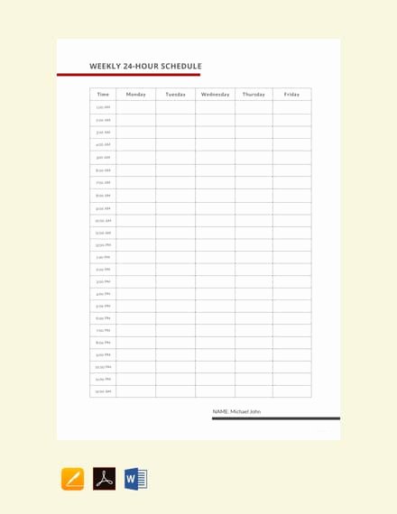 Hour by Hour Schedule Template Luxury 16 Weekly Schedules Examples &amp; Templates
