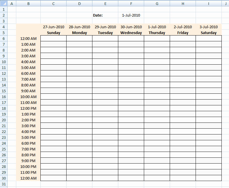 Hour by Hour Schedule Template New Hourly Schedule Template Excel Template