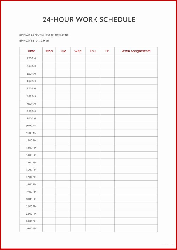 Hour by Hour Schedule Template Unique 22 24 Hours Schedule Templates Pdf Doc Excel