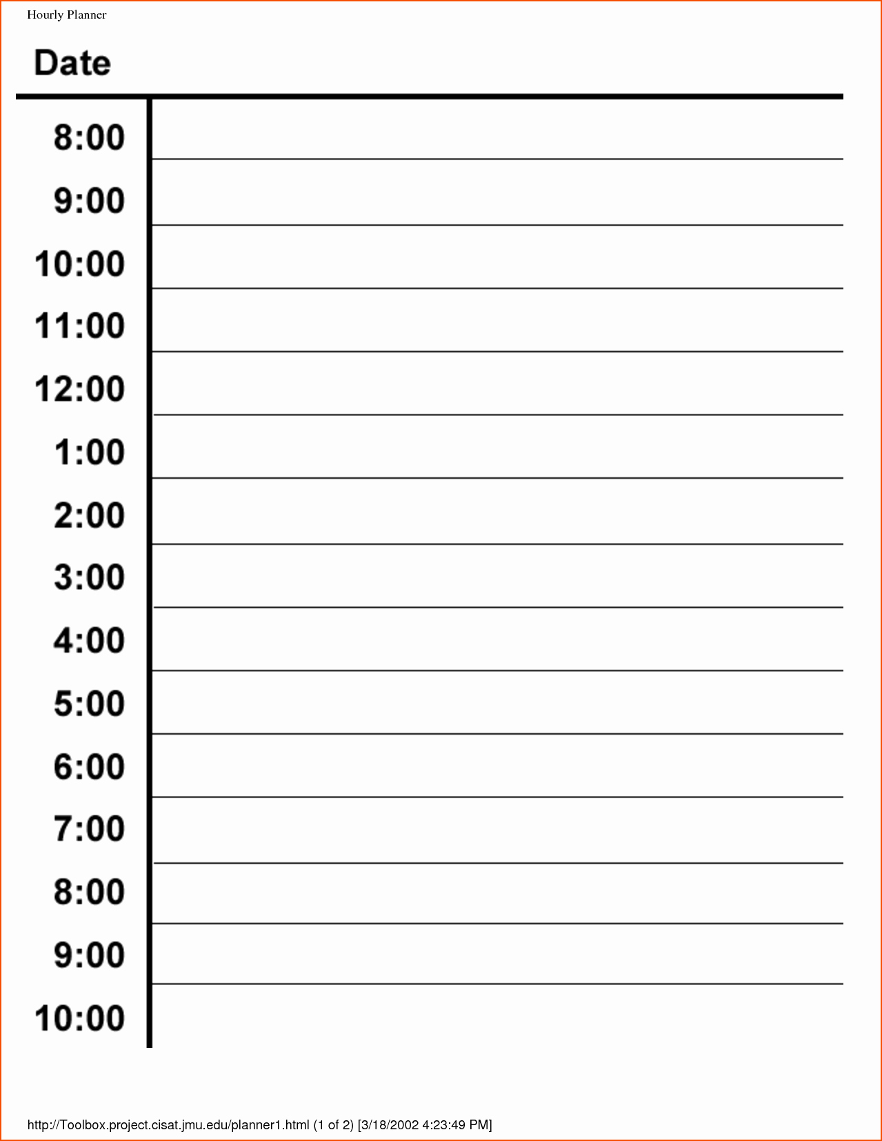 Hour by Hour Schedule Template Unique 6 Hourly Planner Template Bookletemplate