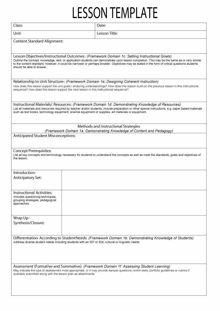 Ib Lesson Plan Template Fresh 44 Free Lesson Plan Templates [ Mon Core Preschool Weekly]