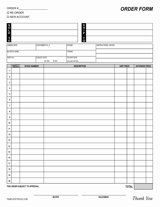 Order Form Template