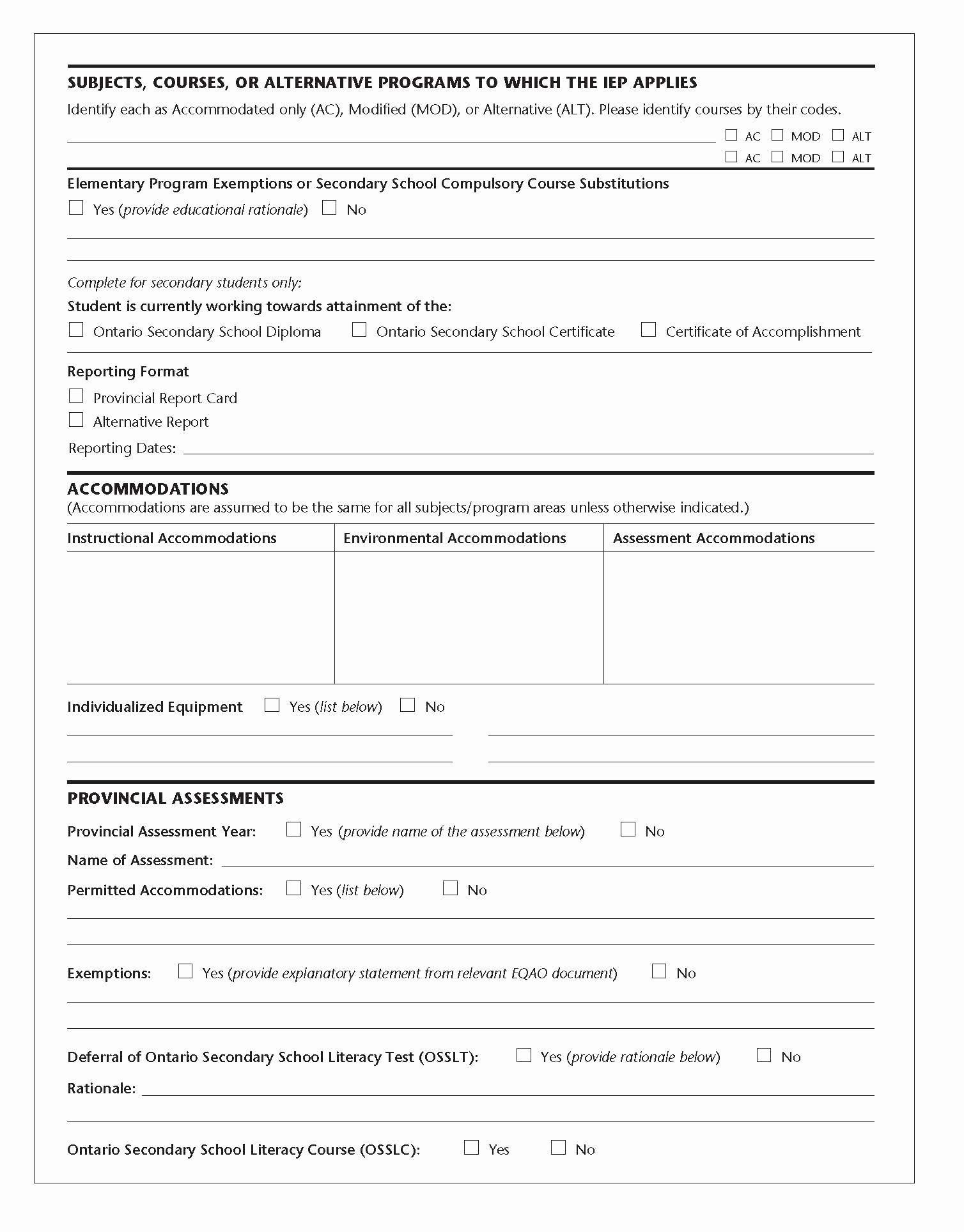 Individual Education Plan Template Beautiful Tario Schools Kindergarten to Grade 12 Policy and