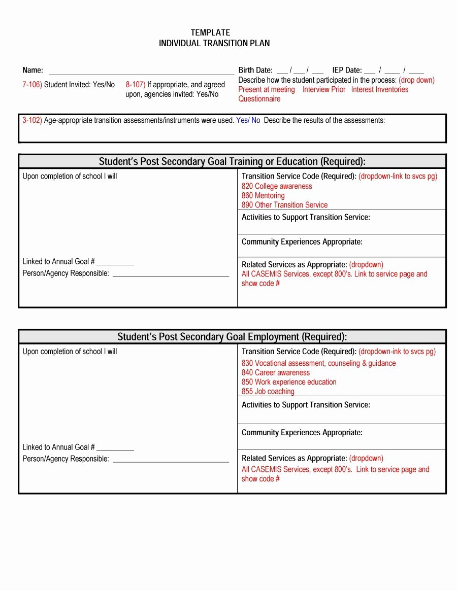 Individual Education Plan Template Elegant 40 Transition Plan Templates Career Individual