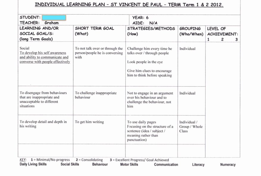 Individual Education Plan Template New Individual Education Plan Template