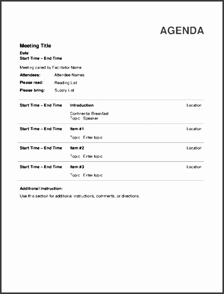 Informal Meeting Agenda Template Best Of 6 Informal Meeting Agenda Template Sampletemplatess