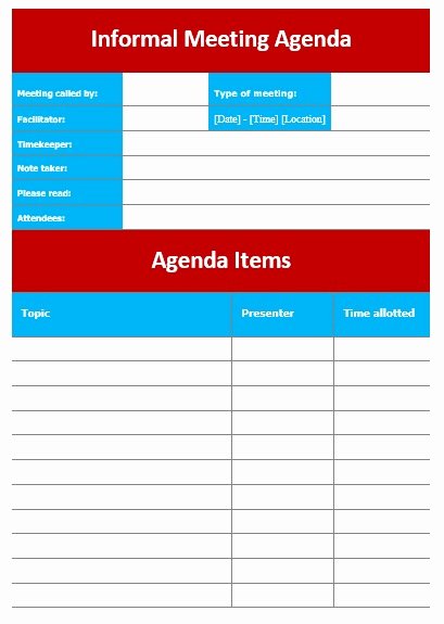 Informal Meeting Agenda Template Elegant 10 Free Sample Informal Agenda Templates for Your Casual