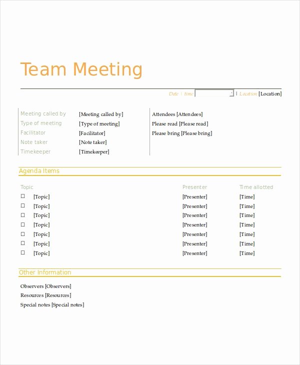 Informal Meeting Agenda Template Lovely Free 7 Staff Meeting Agenda Examples &amp; Samples In Pdf