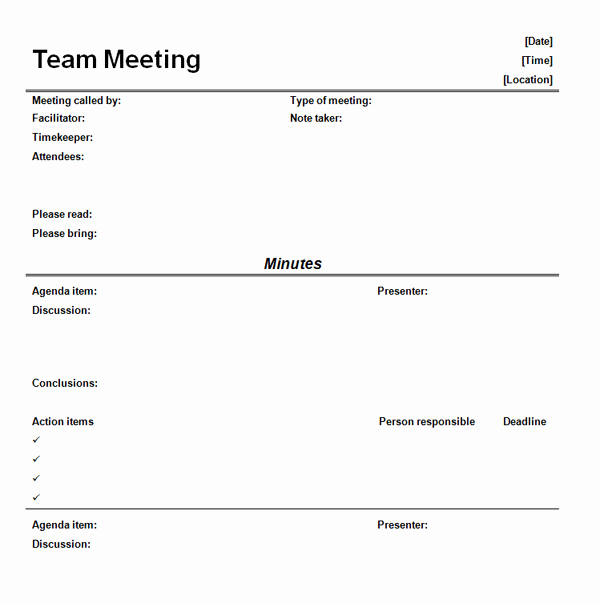 Informal Meeting Agenda Template Lovely Informal Meeting Minutes Template