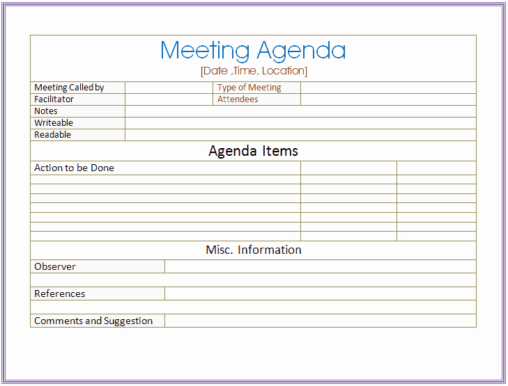 Informal Meeting Agenda Template New 6 Meeting Agenda Templates Excel Pdf formats