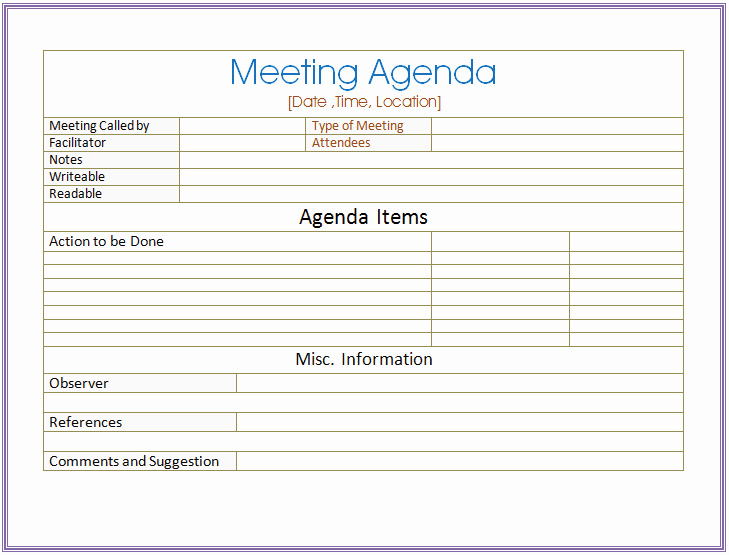 Informal Meeting Agenda Template New Basic Meeting Agenda Template formal &amp; Informal Meetings