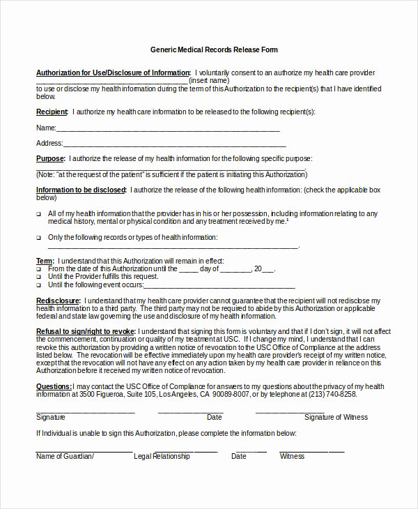 Information Release form Template Beautiful Medical Release form Template