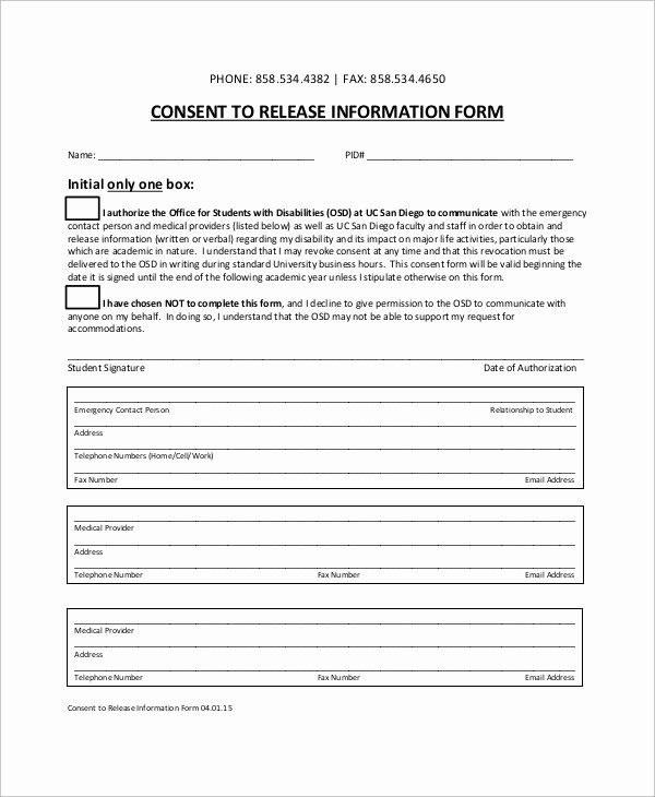 Information Release form Template Best Of Sample Release Of Information form 9 Examples In Word Pdf
